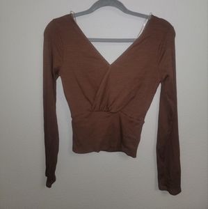 Bohme Brown Wrap Crop Long Sleeve